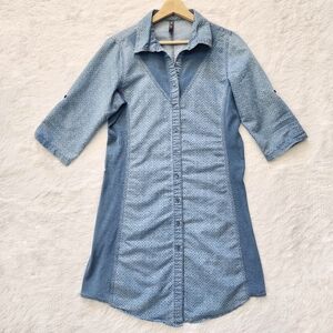Lapis Chambray Cotton Shirt Dress‎